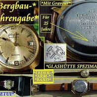 DDR * Bergbau * Glashütte-Herren-Automatic-Armband-Uhr * vergoldet * 26 Rubis + neutralem Etui