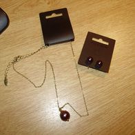 Pilgrim Schmuckset Kette + Ohrringe lila Perle / gold NEU