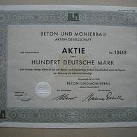 Aktie Beton- und Monierbau AG Düsseldorf 100 DM 1950