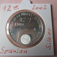 Spanien 2002 12 Euro SILBER Münze Juan Carlos mit Frau