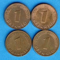 1 Pfennige 1978 D, F, G, J. kompl.