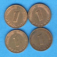 1 Pfennige 1979 D, F, G, J. kompl.