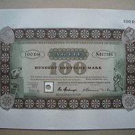 Aktie Rheinisch-Westfälische Boden-Credit-Bank Köln 100 DM 1954 DEKO