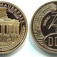 Medaille "20 Jahre Mauerfall" 2009 vergoldet . .##161