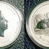 Silber Australien 1 Dollar 2008 Chinesisches Jahr der Ratte, Lunar-Serie
