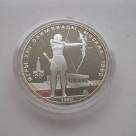 Silber Rußland 5 Rubel 1980 Bogenschießen Proof/ PP