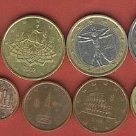 Italien 2002 kompl. Satz Euromünzen 1 Cent bis 2 Euro.