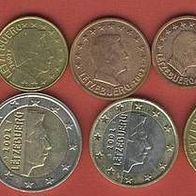 Luxemburg 2002. Kompl. Satz. 1 Cent bis 2 Euro