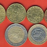 Griechenland 2002 mit Buchstabe 5,10,20,50 Cent, 1 + 2 Euro