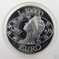 San Marino Silber 10 000 Lire 1997 PP/ Proof " Libertas-Staatswappen"