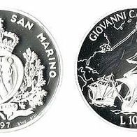 San Marino Silber 10 000 Lire 1997 PP/ Proof "Segelschiffe von Caboto"