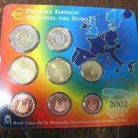 KMS Spanien 2002 mit 8 Kursmünzen in stgl.