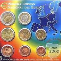KMS Spanien 2000 mit 8 Kursmünzen in stgl
