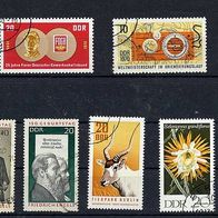 3283 - DDR Briefmarken Michel Nr. 1577,1605,1619,1622,1623,1628 gestempelt 1970
