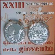 Silber 5 und 10 Euro PP Vatikan 2008 Weltjugend- u. Weltfriedenstag, Benedikt XVI.