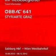 Reisebegleiter ÖBB IC 641 Salzburg - Wien 2012 Österreich Austria rail Styriarte