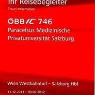 Reisebegleiter ÖBB IC 746 Paracelsus Wien - Salzburg 11/12 Österreich Austria