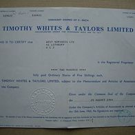 GB: Timothy Whites & Taylers Limited Handel 200 shares 1964