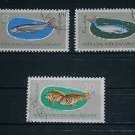 Vietnam, MNr.270/74, Teilsatz gestempelt -Fische-