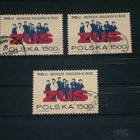 Polen, MNr.3271, 3 x gestempelt -70 Jahre Sozialversicherung-