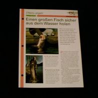 Einen großen Fisch sicher aus dem Wasser holen - Infokarte über