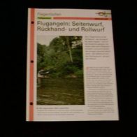 Flugangeln: Seitenwurf, Rückhand- und Rollwurf - Infokarte über