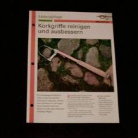 Korkgriffe reinigen und ausbessern - Infokarte über