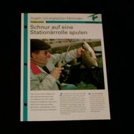 Schnur auf eine Stationärrolle spulen - Infokarte über