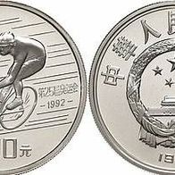 China 10 Yuan 1990 Olympia , Radrennfahrer