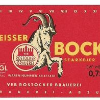 ALT ! DDR Bieretikett VEB Rostocker Brauerei Rostock Mecklenburg-Vorpommern