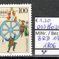 BRD / Bund 1995 100. Geburtstag von Carl Orff MiNr. 1806 postfrisch