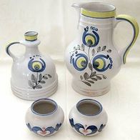 DDR Keramik * großer Krug / Henkelkrug + Vase + 2 kleine Schalen / Teelichthalter