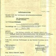 Alter Aufhebungsvertrag GHG Haushaltchemie Dresden vom 10.11.1966