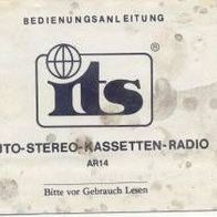 Schaltplan mit Bedienungsanleitung für ITS Auto-Stereo Kassetten-Radio AR 14