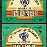 ALT ! DDR Bieretiketten Bautzener Brauerei Bautzen GK Dresden Sachsen