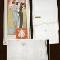 6 alte, original verpackte Taschentücher Herren Monogramm KW * Herrentaschentücher