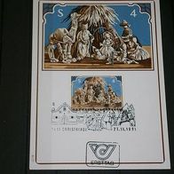 Österreich, Weihnachten 1981. Postkarte mit ESSt