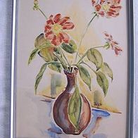Aquarelle , Vase mit Blumen