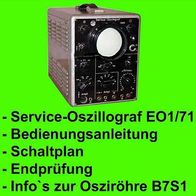 Bedienungsanleitung, Schaltplan, Reparatur, Oszi EO1/71, EO 1/71, DDR