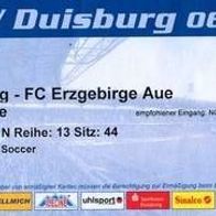 Ticket MSV Duisburg vs FC Erzgebirge Aue 27.8.2006 BSG Wismut Eintrittskarte DDR