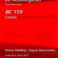 Reisebegleiter Reiseplan ÖBB EC159 Wien - Zagreb 2012 Croatia Österreich Kroatien