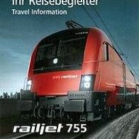 Reisebegleiter Reiseplan ÖBB RJ 755 Wien - Graz 2012 railjet Eisenbahn Österreich