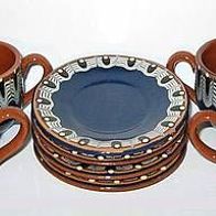 Keramik Bulgarien - 4 Tassen mit Untertassen