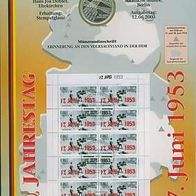 Numisblatt Deutschland 10 Euro 2003 mit Briefmarkenkleinbogen