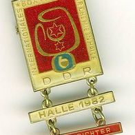 Boxen Turnier DDR 1982 Chemie Halle Kampfrichter Brosche :