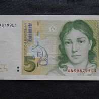 Banknote 5 Deutsche Mark vom 1. 8.1991, DM, BRD, Deutschland