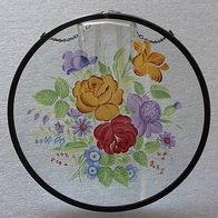 Runde Glasmalerei in Bleimontierung , Blumenmotiv