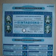 I.G. Farbenindustrie Liquidationsschein 1.000 RM 1953 DEKO