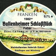 ALT ! Weinetikett "Bullenheimer Schloßstück, 1982" Weinkellereien Edelfingen Würzburg