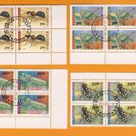 Bulgarien Insekten 2 Sätze 4er Blocks Mi.3998 + 3999 + 4016 + 4017 kompl. gest.